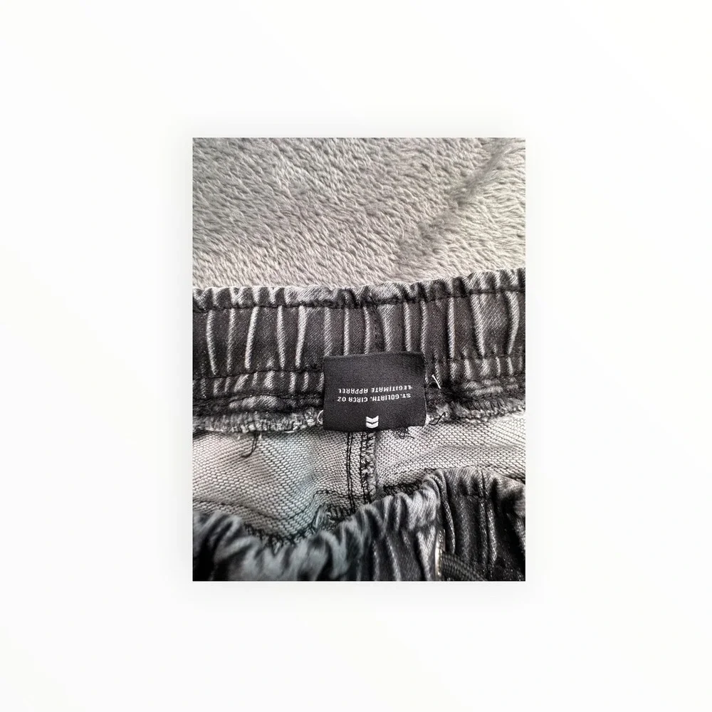 St. Goliath Denim Joggers Boys 5 Black Acid Wash Moto Biker Pants Ribbed‎ Cuffs
